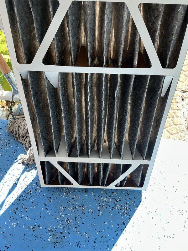 Completed routine air conditioning maintenance visit. Replaced heavily soiled air filter and humidifier pad as requested, both showing significant dust and debris accumulation. System inspected and serviced per standard ACM protocol, with all components found operating within normal parameters.