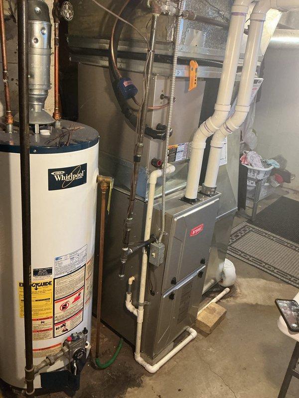 Performed annual cooling maintenance on residential HVAC system. Inspected Bryant furnace and confirmed proper operation of cooling components. Verified thermostat functionality showing system maintaining 76°F with accurate humidity readings at 62%. Completed routine maintenance checklist including filter inspection, electrical connections check, and condensate drain verification.