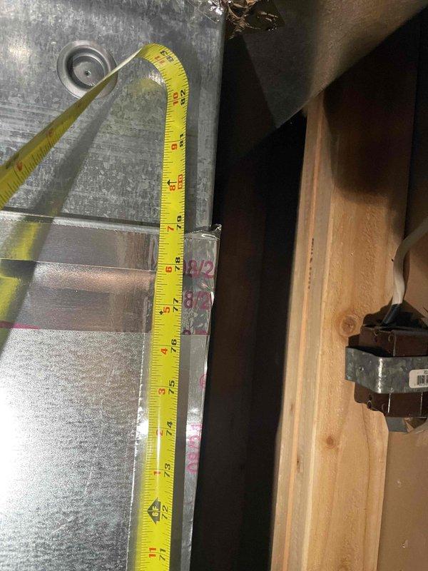 Completed comprehensive assessment of 12-year-old forced air HVAC system with natural gas furnace and air conditioning unit located in basement. Performed detailed measurements of existing ductwork and plenum dimensions to evaluate system specifications and determine replacement requirements for full system installation. Documented current equipment configuration and structural measurements necessary for proper sizing and installation planning of new heating and cooling equipment.