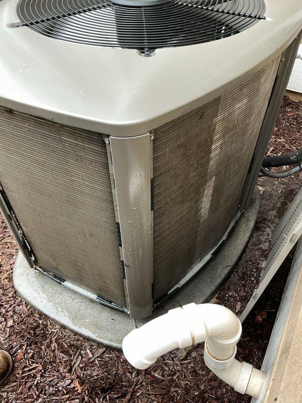Responded to no cooling call and performed diagnostic inspection of outdoor condensing unit. Upon arrival, conducted visual assessment and operational testing of the air conditioning system. Inspected condenser unit exterior, coil condition, and associated refrigerant lines and condensate drainage system. Unit showed normal outdoor weathering consistent with age but no visible signs of significant damage or corrosion to cabinet or coil surfaces. Completed troubleshooting procedures to identify root cause of system failure and determine appropriate repair recommendations.