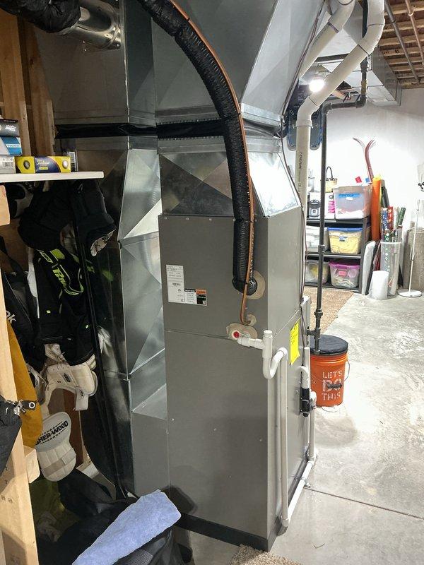Completed annual maintenance on a seven-year-old forced air heating and cooling system. Performed comprehensive AC tune-up including system inspection, filter evaluation, and operational testing of both heating and cooling components. All equipment found to be functioning properly with no issues reported or identified during service visit.