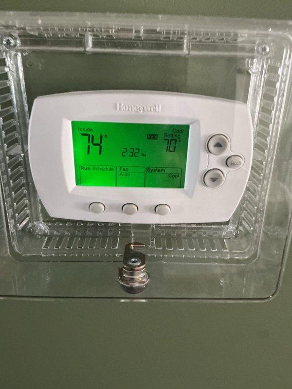 Completed ComfortGuard maintenance on three air conditioning systems at residential property. Performed comprehensive inspection of AC units and evaporator coils, verified proper refrigerant levels, checked electrical connections, cleaned condensate drain lines, inspected thermostat operation showing 74°F current temperature with cooling setpoint at 78°F, and confirmed all systems operating within manufacturer specifications. All equipment found in satisfactory working condition with no deficiencies noted.
