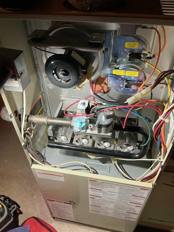 Completed annual tune-up and safety inspection on 11-year-old residential gas furnace with no reported issues. Performed comprehensive system diagnostics including visual inspection of heat exchanger, burner assembly, gas valve operation, and all internal components; tested electrical systems and measured amp draw at 3.3 MA; verified proper operation of blower motor and control boards; inspected all wire connections and safety controls. Replaced air filter per customer request and confirmed system is operating within manufacturer specifications and ready for heating season.