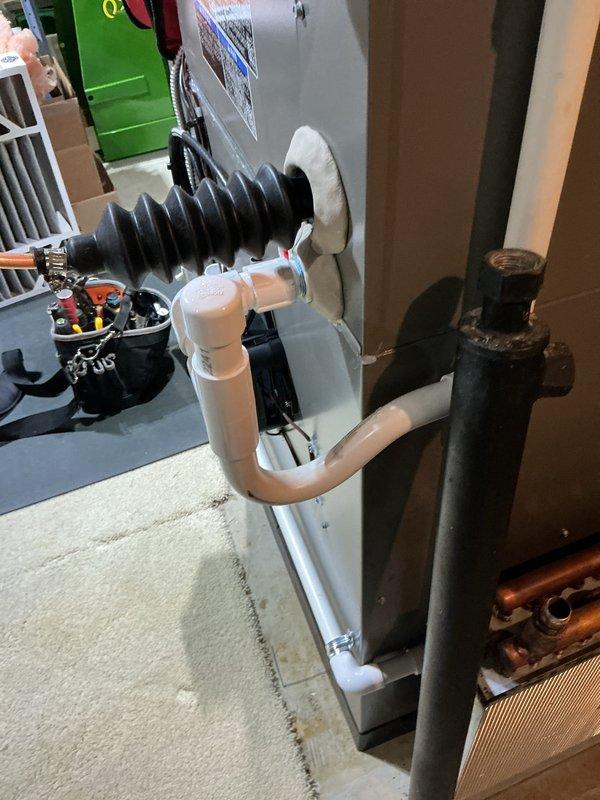 Completed annual preventative maintenance on a one-year-old gas furnace system. Performed comprehensive tune-up including inspection of all mechanical and electrical components, verified proper operation of blower motor assembly, checked condensate drain system and P-trap configuration, and confirmed integrity of flexible ductwork connections. Inspected gas valve, heat exchanger, and burner assembly for proper function and safety. All systems operating within manufacturer specifications with no issues identified.