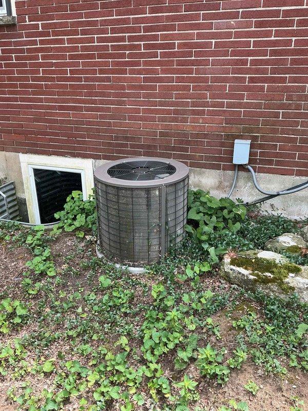 Completed comprehensive AC tune-up and furnace maintenance on aging system with 10-year-old furnace and 15-year-old air conditioning unit, both currently operational. Performed full inspection of indoor furnace components including draft inducer motor, control board, electrical connections, and ductwork; all components showed normal wear consistent with age. Inspected outdoor condenser unit positioned against foundation; noted weathered exterior casing and significant vegetation overgrowth restricting airflow around unit. Cleared debris and vegetation from condenser perimeter to restore proper clearance for optimal performance. Evaluated overall system condition and provided professional assessment of remaining service life; discussed replacement timeline considerations given equipment age, particularly the 15-year-old AC unit approaching typical end-of-life expectancy. Presented upgrade options for both furnace and air conditioning replacement to improve efficiency and reliability.