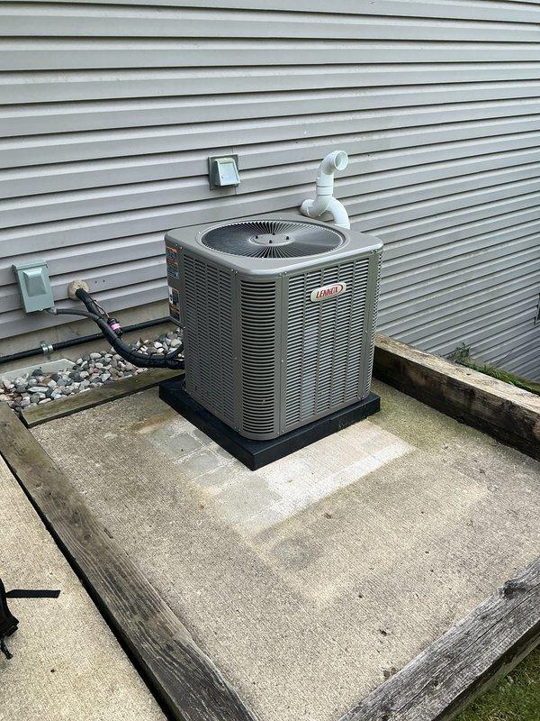 Completed comprehensive Air Care Heating and Cooling recurring maintenance service on Lennox HVAC system model AHC8/72-5. Performed thorough inspection of indoor air handler unit, examining electrical connections, blower assembly, and internal components, with all wiring and relays found in proper working condition. Inspected outdoor condensing unit including compressor, fan operation, refrigerant lines, and condensate drainage system, verifying proper function and documenting system condition with photographic records.