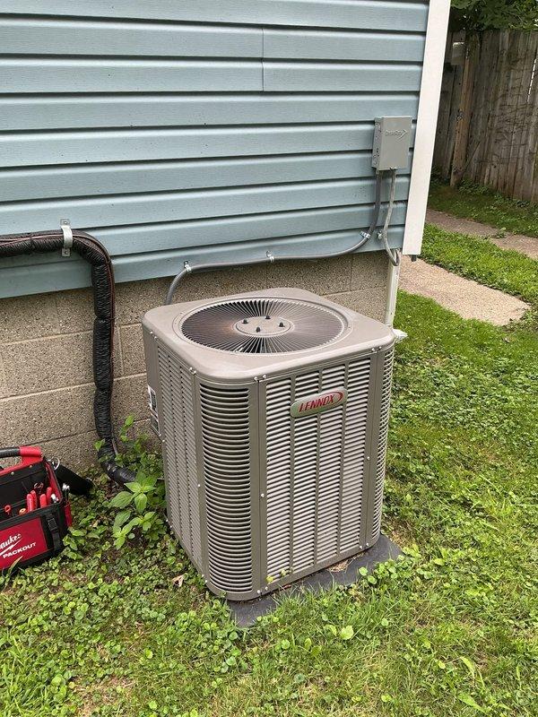Completed comprehensive 5-year ComfortGuard maintenance service on residential HVAC system, including full inspection of gas furnace and Lennox outdoor condensing unit. Investigated reported water leak concern at furnace, inspected internal components, blower assembly, condensate drainage system, and PVC venting connections to identify source of moisture issue. Performed standard maintenance protocols on both heating and cooling equipment, verified proper system operation, and documented equipment condition with photographic records.