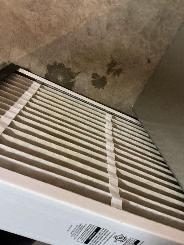 Completed routine maintenance and tune-up on 3-year-old Bryant Evolution System air conditioning unit. Performed standard cleaning procedures, inspected all components, and verified system operation. Thermostat confirmed functioning properly at 75°F with system holding set temperature. Minor mold/water staining observed near supply vent requires monitoring for potential moisture issues.