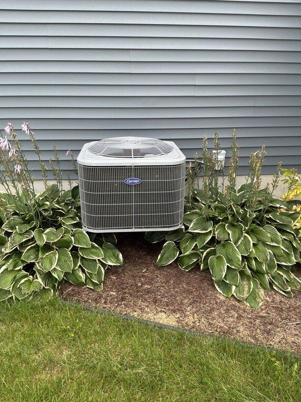 Responded to no cooling complaint on 10-year-old air conditioning system. Customer reported system blowing air but not cooling, with exterior refrigerant line showing ice buildup. Customer had already shut down cooling mode and ran fan-only operation for several hours prior to arrival. Performed system evaluation and provided estimate for full HVAC system replacement based on age of equipment, condition assessment, and repair versus replacement analysis.
