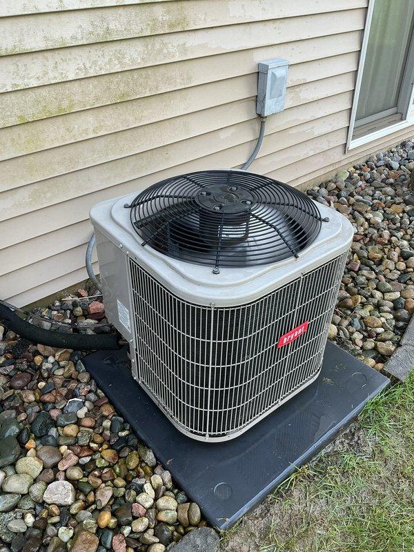 # HVAC Maintenance - ACM

Performed annual preventive maintenance on residential air conditioning system. Conducted comprehensive inspection of outdoor condenser unit, verified proper operation of compressor and condenser fan motor, checked refrigerant levels and system pressures. Inspected electrical connections at disconnect box and conduit runs, confirmed secure mounting on concrete pad. Verified condensate drain line functionality and cleared debris from unit exterior and surrounding area. System operating within manufacturer specifications with no deficiencies noted at time of service.