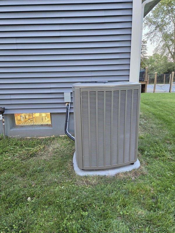 Completed full HVAC system installation including a 70,000 BTU gas furnace with humidifier and 2-ton air conditioning unit with evaporator coil configured for right-side placement. Installed new copper refrigerant lines with brass fittings and shutoff valves, mounted outdoor condensing unit on concrete pad with proper clearances, and reconnected all electrical components. Permit requested for mechanical installation, with all work performed to code specifications and system tested for proper operation.