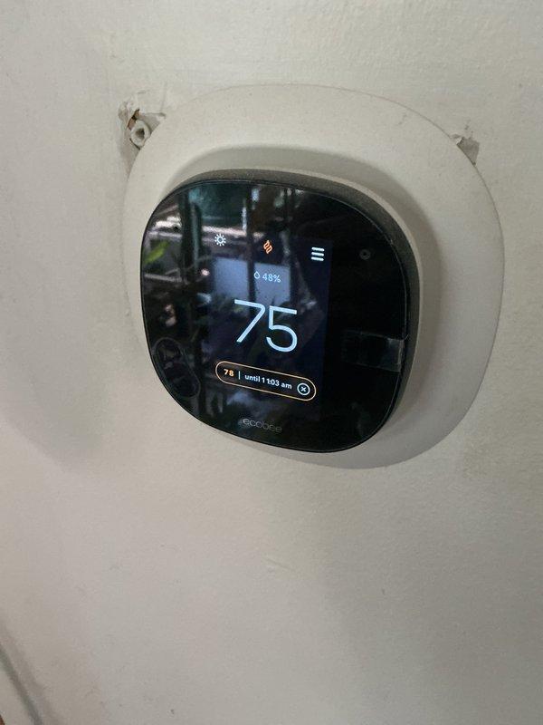 Completed comprehensive 5-year ComfortGuard maintenance visit on residential HVAC system. Performed thorough inspection of furnace unit, including examination of gas valves, burner assembly, ignition components, and all electrical connections. Verified proper operation of ecobee smart thermostat displaying current temperature settings and humidity levels at 48%. All mechanical components, wiring harnesses, and safety controls found to be in good operational condition with no signs of wear or deterioration requiring immediate attention.
