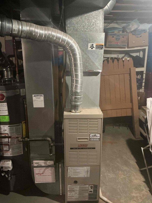 Responded to water leak complaint originating from furnace system. Upon inspection, identified condensate drainage issue affecting Lennox furnace unit. Inspected indoor furnace installation and outdoor heat pump components, verified proper operation of condensate removal system, cleared drainage line obstruction, and tested system to confirm leak resolution.