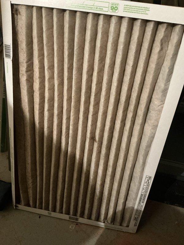 Completed comprehensive 5-year ComfortGuard maintenance visit on residential HVAC system. Performed full system inspection including blower motor assembly, electrical connections, and heat exchanger components. Documented existing air filter condition showing moderate dust accumulation; homeowner provided replacement filter on-site for future change-out. All mechanical and electrical components inspected and found operational with no immediate service requirements identified.