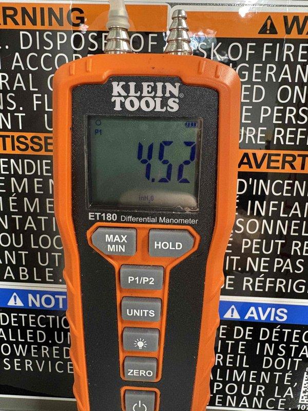 Performed callback inspection on recently installed 70,000 BTU furnace and 2-ton air conditioning system with coil and humidifier. Verified system pressures using differential manometer, recording 45.7 inches of water column. Confirmed proper operation of all equipment, exterior condensate drainage system functioning correctly, and all components operating within manufacturer specifications.