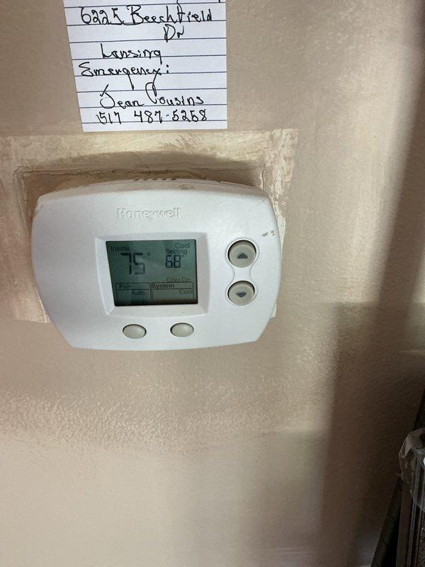 Completed annual cooling maintenance on residential HVAC system. Performed standard ACM protocol including filter inspection and replacement, thermostat verification showing proper temperature readings, and system component evaluation. All equipment found operating within normal parameters with no deficiencies noted.