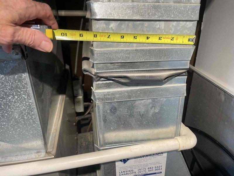 Conducted full system estimate for replacement of existing 16-year-old Bryant furnace and 16-year-old Luxaire air conditioning unit. Performed comprehensive evaluation of current HVAC system including ductwork measurements and inspection of existing equipment configuration in basement utility area. Documented system specifications, measured existing ductwork dimensions, assessed current installation setup including gas line connections, copper refrigerant lines, and air distribution components to provide accurate replacement recommendations for complete furnace and air conditioner system upgrade.
