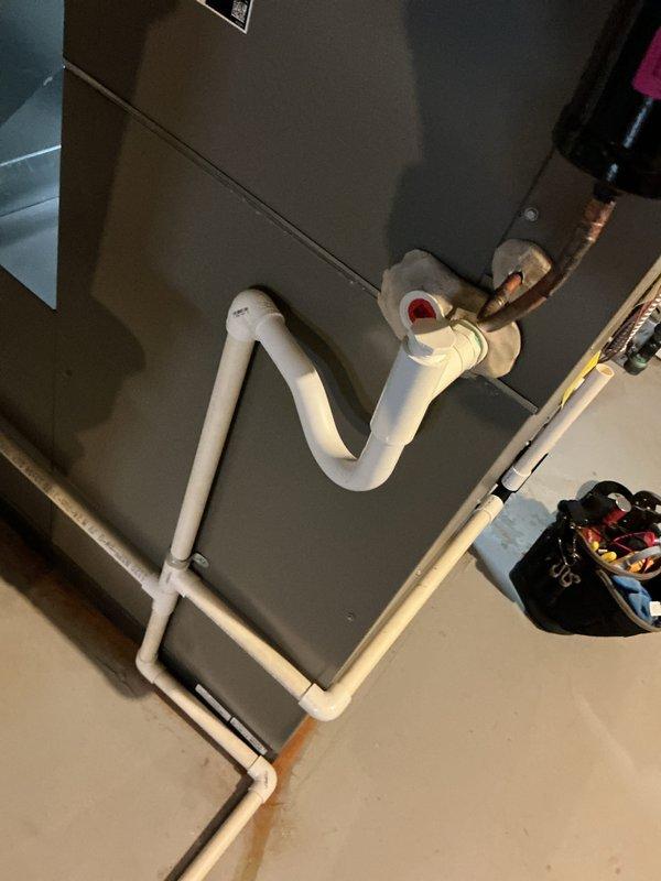 Performed comprehensive preventive maintenance on a five-year-old combined furnace and air conditioning system. Conducted thorough inspection of all mechanical and electrical components, including motor, capacitor, wiring connections, and drainage system. Verified proper operation of both heating and cooling systems, checked refrigerant levels, inspected condensate drain lines and PVC piping configuration, tested all safety controls, and confirmed system is operating within manufacturer specifications with no issues identified.