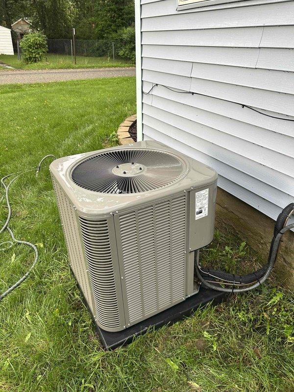 Performed comprehensive AC tune-up and preventative maintenance on 2-year-old Lennox system. Completed full system inspection, cleaned condenser coils, checked refrigerant levels, verified electrical connections, and tested all operational components. Unit operating within manufacturer specifications with no issues identified; routine maintenance completed successfully.
