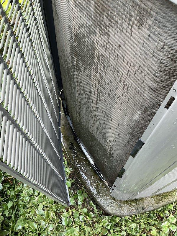 Completed comprehensive ComfortGuard Maintenance Package including replacement of HVAC air filters with new Honeywell pleated filters at the indoor air handling unit. Inspected outdoor condensing unit and documented moderate accumulation of dirt, debris, and organic matter on condenser coils and base, with visible buildup between fins requiring attention during future maintenance intervals.