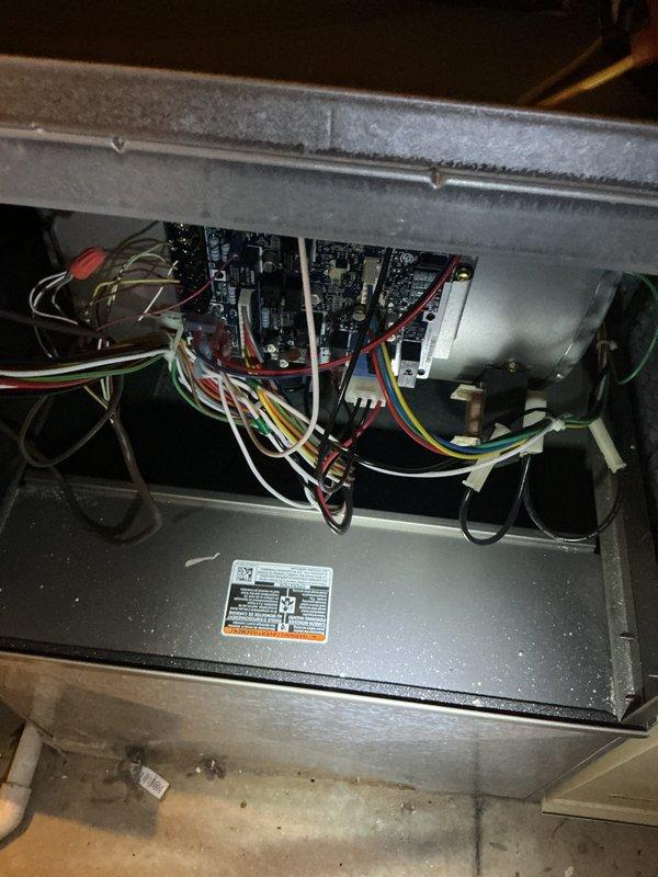Completed routine maintenance tune-up on residential furnace and air conditioning system. Performed comprehensive inspection of furnace components including control board, blower motor assembly, and electrical connections. Verified thermostat operation and calibration showing proper temperature display and control functionality. Both heating and cooling systems tested and found operating within normal parameters with no issues identified.