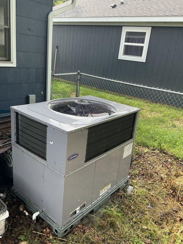 Performed comprehensive cooling season tune-up and maintenance inspection on Carrier heat pump system that had not been serviced in several years. Conducted complete system evaluation including refrigerant charge verification, electrical component testing, condenser coil cleaning, and airflow assessment. Unit was found operating within normal parameters with no immediate repairs required at time of service.