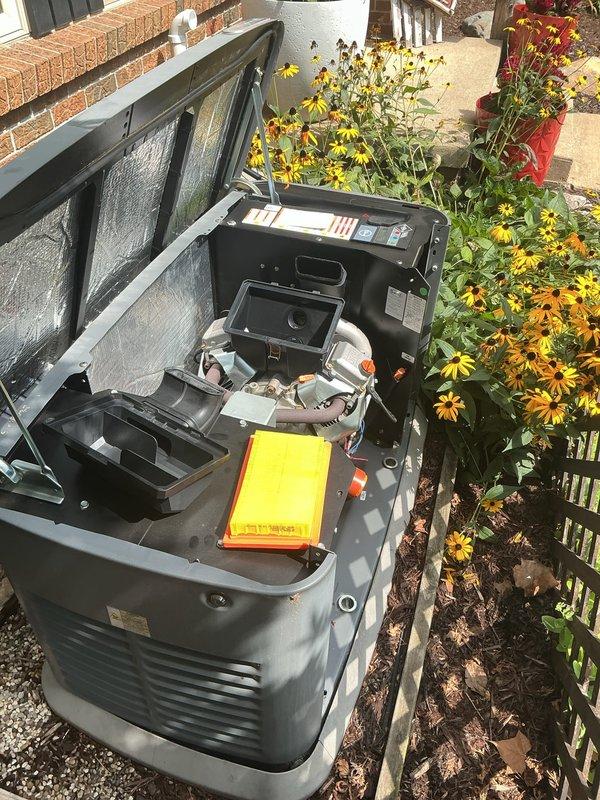 Performed scheduled electrical maintenance on a 22kW Kohler residential standby generator installed in 2015. Completed routine service including replacement of spark plugs and air filter, verified proper operation of all internal components, and confirmed unit readiness for automatic operation during power outages.
