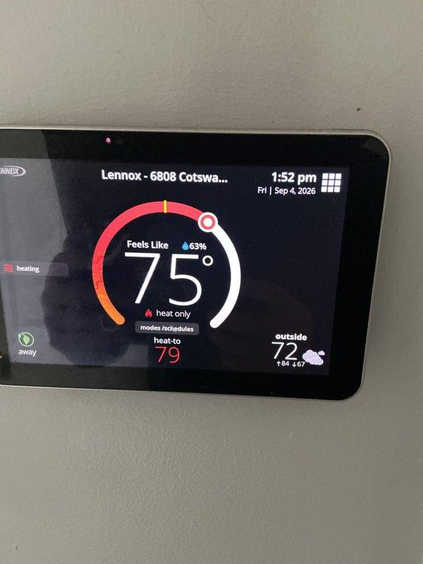 Completed comprehensive AC tune-up and furnace maintenance on multiple Lennox systems as part of customer's 5-year maintenance plan. Performed routine inspection and servicing of 3-year-old Lennox WT 10-2027 units and 20-year-old Lennox system, verified proper operation of Lennox smart thermostat displaying 75°F indoor temperature with heating mode functionality, and confirmed all systems operating within normal parameters with no issues identified.