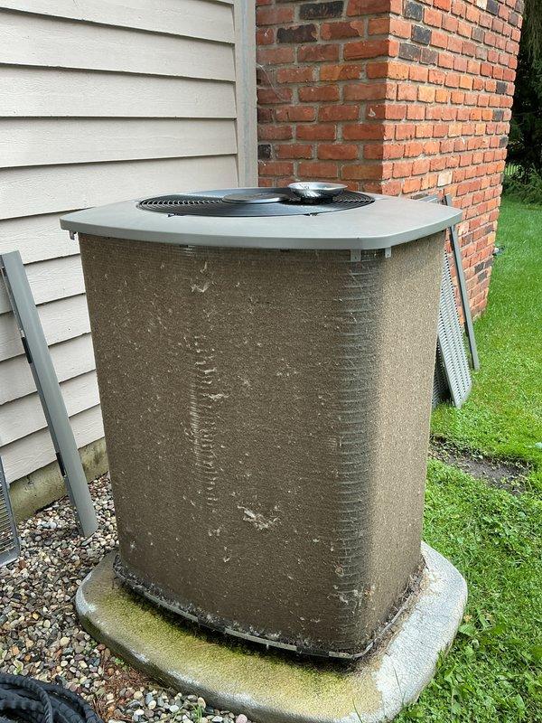 Completed routine Air Care Cooling preventive maintenance on residential HVAC system. Inspected Goodman furnace model EL297UH110XU60UC-04 and outdoor condenser unit, verified proper operation of all components, documented equipment condition with photos, and confirmed system is functioning within normal parameters.