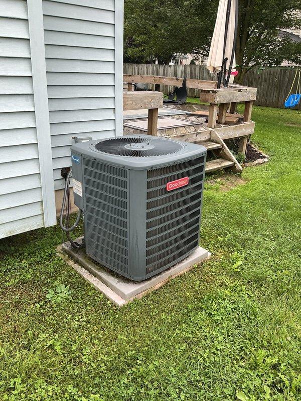 Responded to service call for Goodman A/C condenser unit producing clicking noises. Upon inspection, diagnosed faulty contactor relay in approximately 9-year-old outdoor condensing unit. Replaced defective contactor, verified proper electrical connections, and tested system operation through complete cooling cycle. Unit now operating quietly with normal startup and shutdown sequences, proper amp draw, and no abnormal sounds detected.