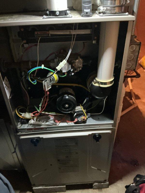 Completed routine maintenance tune-up on 8-year-old forced air furnace and 3-year-old air conditioning system. Performed comprehensive inspection of furnace combustion chamber, burner assembly, blower motor, electrical connections, and safety controls. Inspected AC outdoor unit, verified refrigerant levels, checked electrical components, and tested system operation. All systems operating within normal parameters with no issues identified or repairs required.