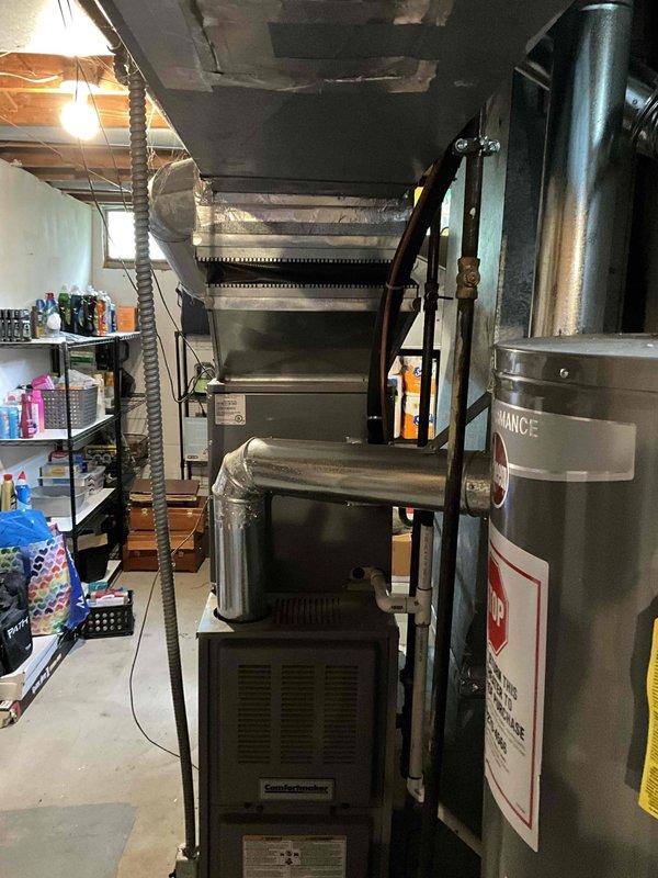 Provided estimate for complete furnace and air conditioning system replacement in basement location. Existing 20-year-old equipment is non-operational and has reached end of serviceable life. Assessment included evaluation of current ductwork configuration, electrical connections, condensate drainage system, and available space for new equipment installation under BOGO promotion terms.