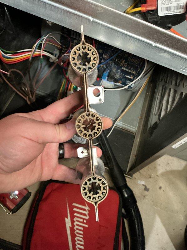 Completed annual heating maintenance service on air handling unit. Inspected and replaced flame sensors and motor capacitors showing signs of wear and corrosion. Verified all electrical connections, checked condensate drainage system, and confirmed proper operation of blower motor assembly. System tested and operating within normal parameters.