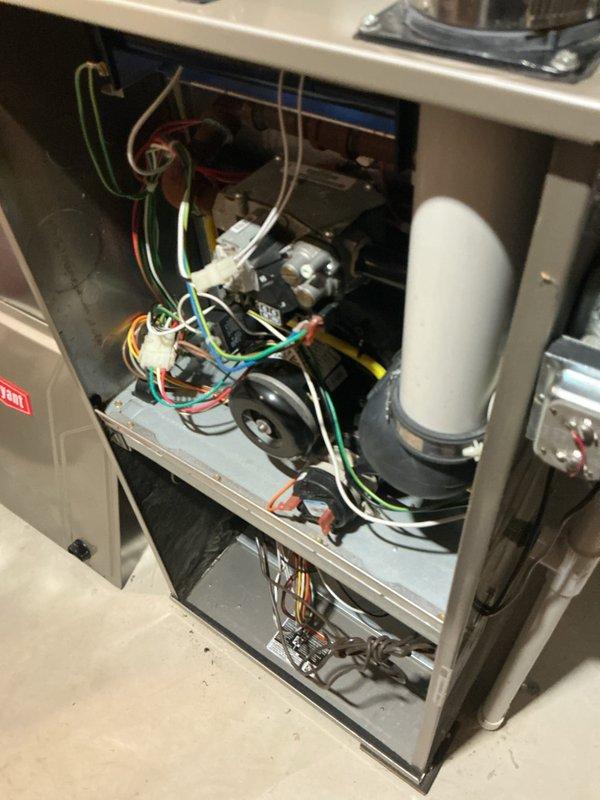 Completed comprehensive heating system maintenance as part of Air Care membership service. Performed full furnace tune-up including inspection of blower motor assembly, electrical connections, capacitor, control board, and all internal mechanical components. All wiring harnesses, relays, and electrical connections verified secure and functioning properly with no issues identified during inspection.