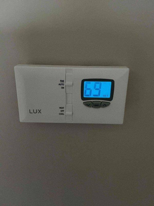 Completed annual cooling maintenance on HVAC system. Inspected thermostat operation and confirmed proper temperature control settings. Replaced 16x20x1 air filter with new pleated media filter to maintain optimal airflow and system efficiency.