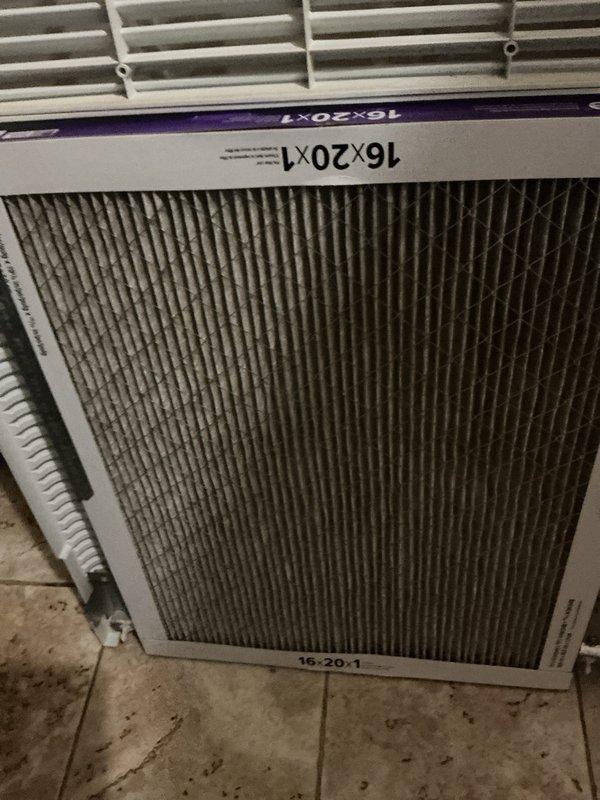 Completed annual cooling maintenance on HVAC system. Inspected thermostat operation and confirmed proper temperature control settings. Replaced 16x20x1 air filter with new pleated media filter to maintain optimal airflow and system efficiency.