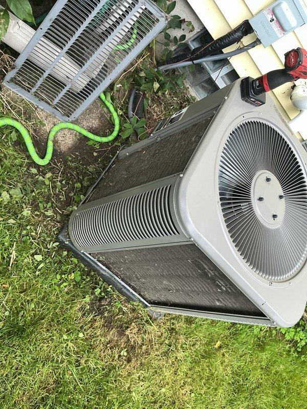 Completed return visit to perform ComfortGuard maintenance service on AC unit and evaporator coil that was previously unable to be serviced due to ground bee infestation. Removed access panel from Lennox condenser unit and performed comprehensive coil cleaning and system inspection. Verified proper refrigerant line connections, assessed condenser coil condition, and completed all standard maintenance protocols for the outdoor equipment per ComfortGuard 5-year service specifications.