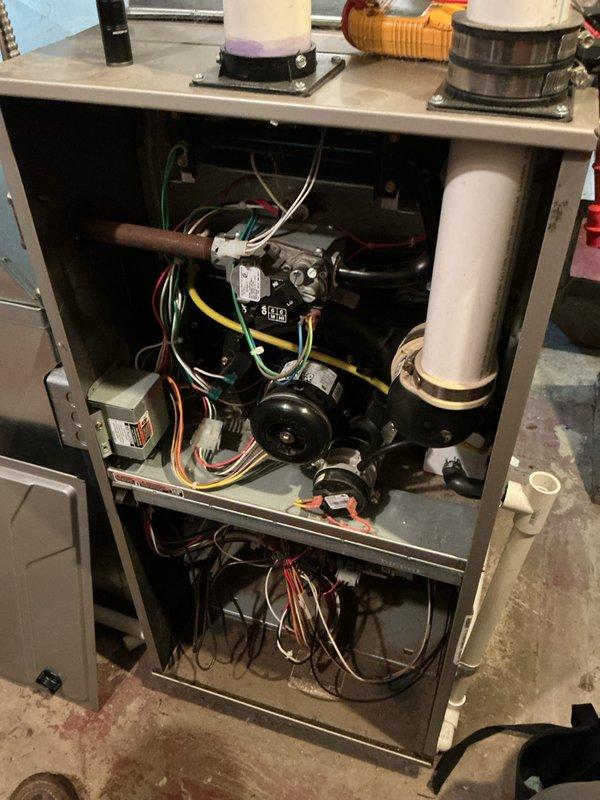 Completed annual HVAC maintenance on Bryant furnace system. Replaced air filters and humidifier pad to ensure optimal system performance and air quality. Inspected internal components, blower motor, electrical connections, and condensate drainage system; all found to be operating within normal parameters.