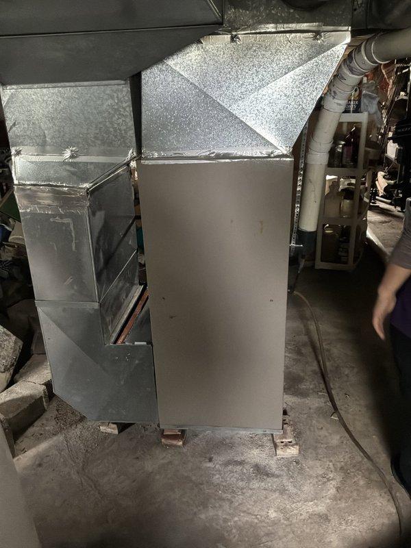 Responded to no-heat call for basement-located furnace of unknown age. Upon inspection, evaluated existing Janitrol heating system and associated HVAC components including air handler, ductwork, and ventilation systems. Provided comprehensive estimate for complete system replacement due to equipment failure and age-related concerns.