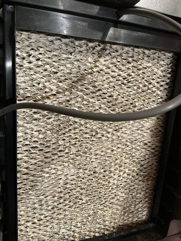 Completed scheduled cooling system maintenance as part of Air Care membership program. Performed comprehensive AC tune-up including inspection of all major components, replaced 16x25x4 air filter, and inspected humidifier pad which showed normal mineral deposits and operational wear. All system components operating within normal parameters with no deficiencies noted or additional service required at this time.