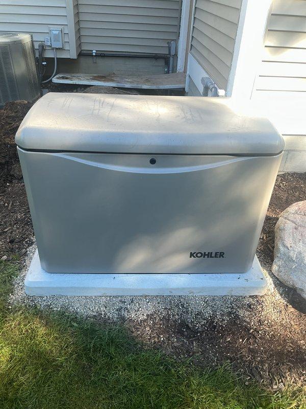 Successfully installed a Kohler 26RCA standby generator with RXT-JFNC-150ASE automatic transfer switch on a prepared concrete pad in the left side yard of the residence. Installation included complete electrical connections, gas piping, mechanical setup, and transfer switch integration to provide seamless backup power to the home during utility outages.