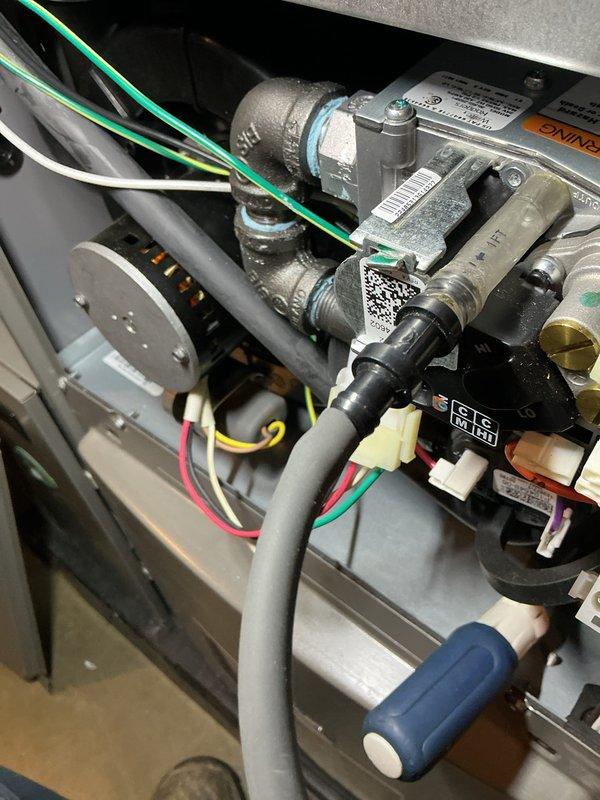 Completed annual heating maintenance on residential furnace system. Replaced humidifier pad and furnace filter as scheduled, inspected gas valve assembly, burner components, and electrical connections, verified all safety controls and wiring are secure and functioning properly.