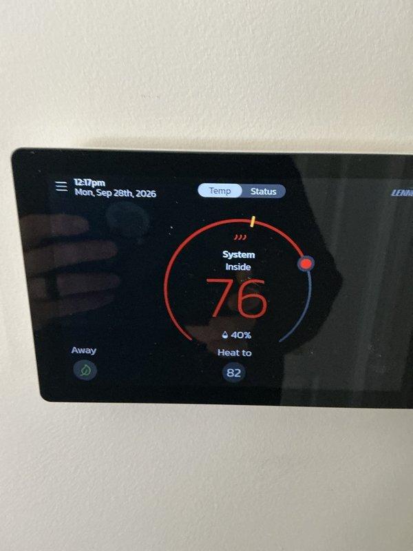 Completed annual heating and cooling maintenance on HVAC system. Replaced air filters and evaporator pads as needed. Inspected control board, electrical connections, and thermostat operation. All components functioning properly with system maintaining setpoint of 82 degrees.