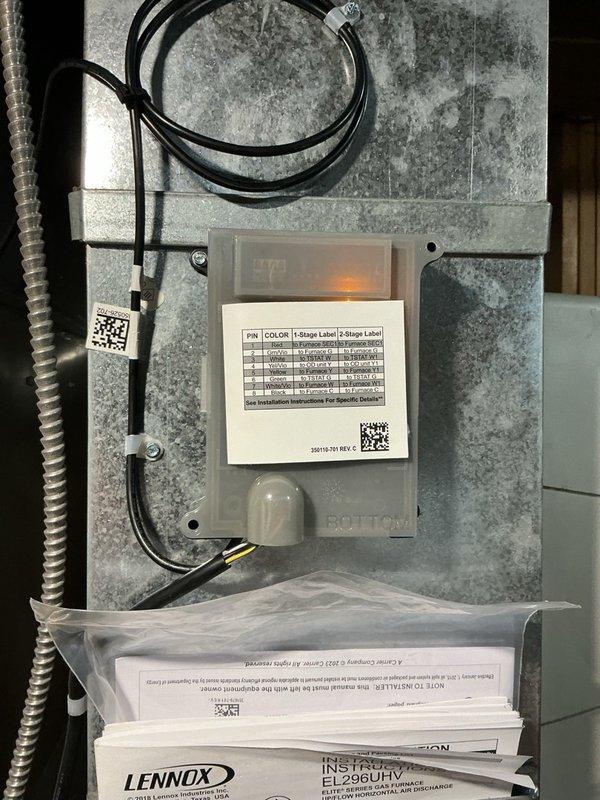 Responded to no-heat call on 6-year-old Lennox furnace located in basement. Performed diagnostic inspection of unit, including examination of gas valve, electrical connections, control board, and ignition system components. Identified issue preventing furnace from initiating startup sequence, completed necessary repairs to restore heating operation, and verified proper system function upon completion.