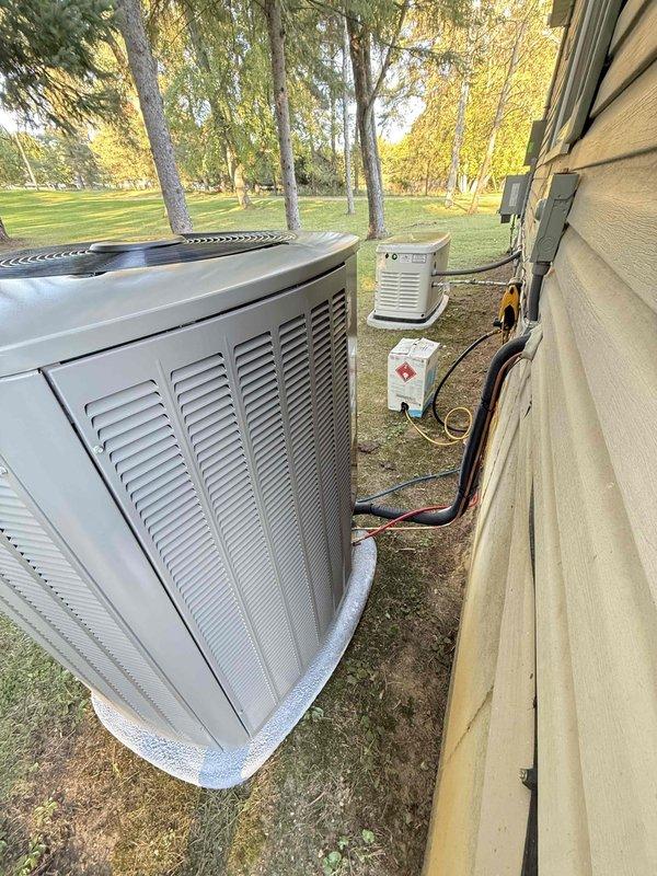 Completed full HVAC system replacement including installation of a 70,000 BTU gas furnace and 3-ton air conditioning condenser unit. Performed mechanical equipment installation with right-side reconnection configuration as specified. Installed outdoor condenser unit on concrete pad with proper electrical disconnect, conduit routing, and drainage piping, ensuring all components were properly positioned and connected to existing infrastructure.