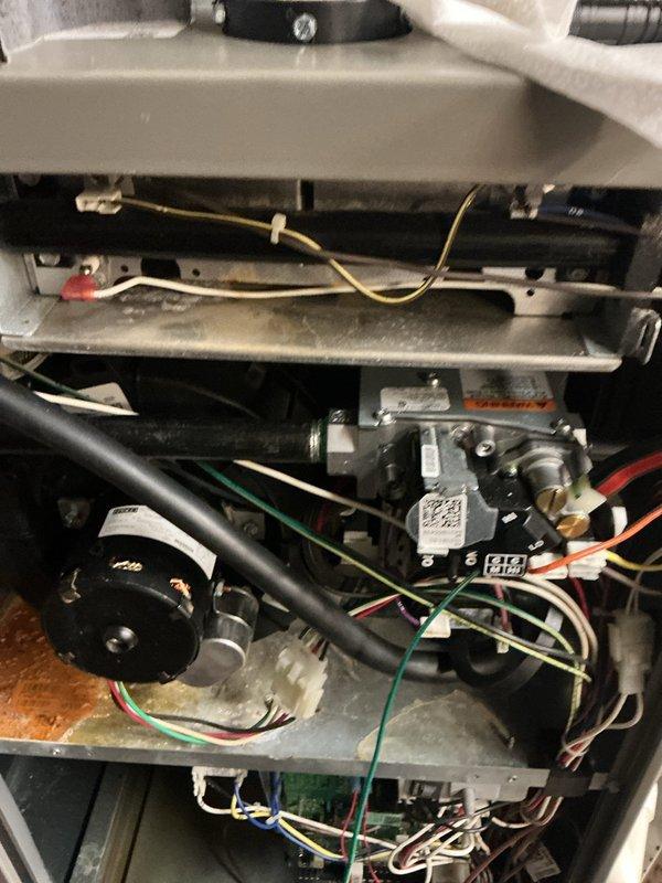 Completed comprehensive ComfortGuard Maintenance inspection on residential HVAC furnace system. Performed thorough examination of internal components including gas valve assembly, blower motor, electrical connections, and control systems. All wiring harnesses, safety controls, and mechanical components were inspected and found to be in proper working condition, with photo documentation captured for service records.