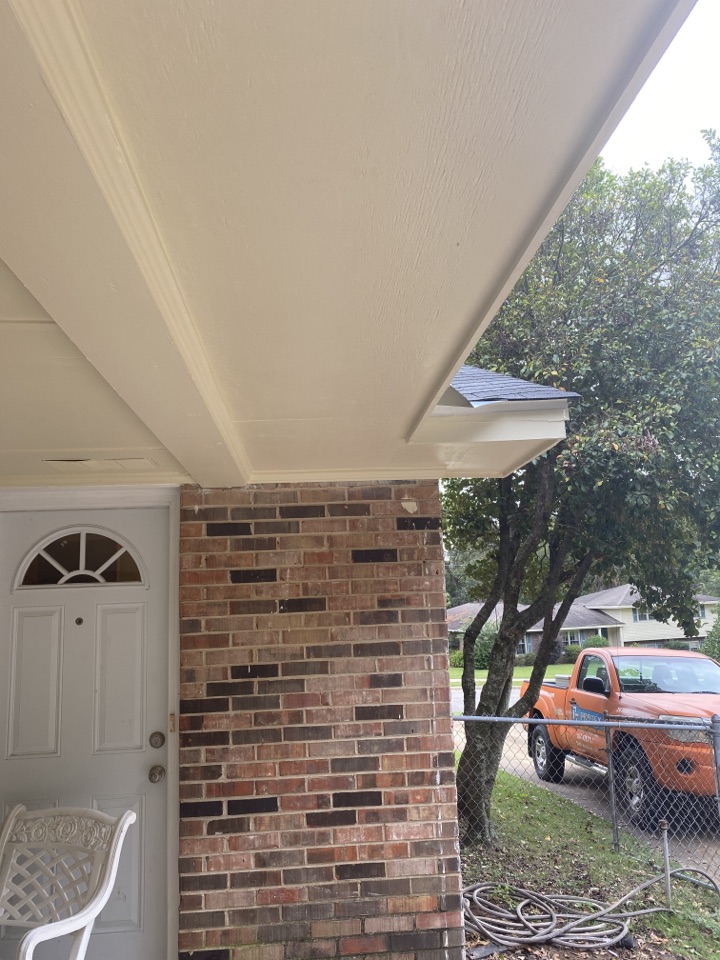 Storm Damage Restoration in Montgomery, AL | New and freshly painted soffit and crown molding installed by Protek. 