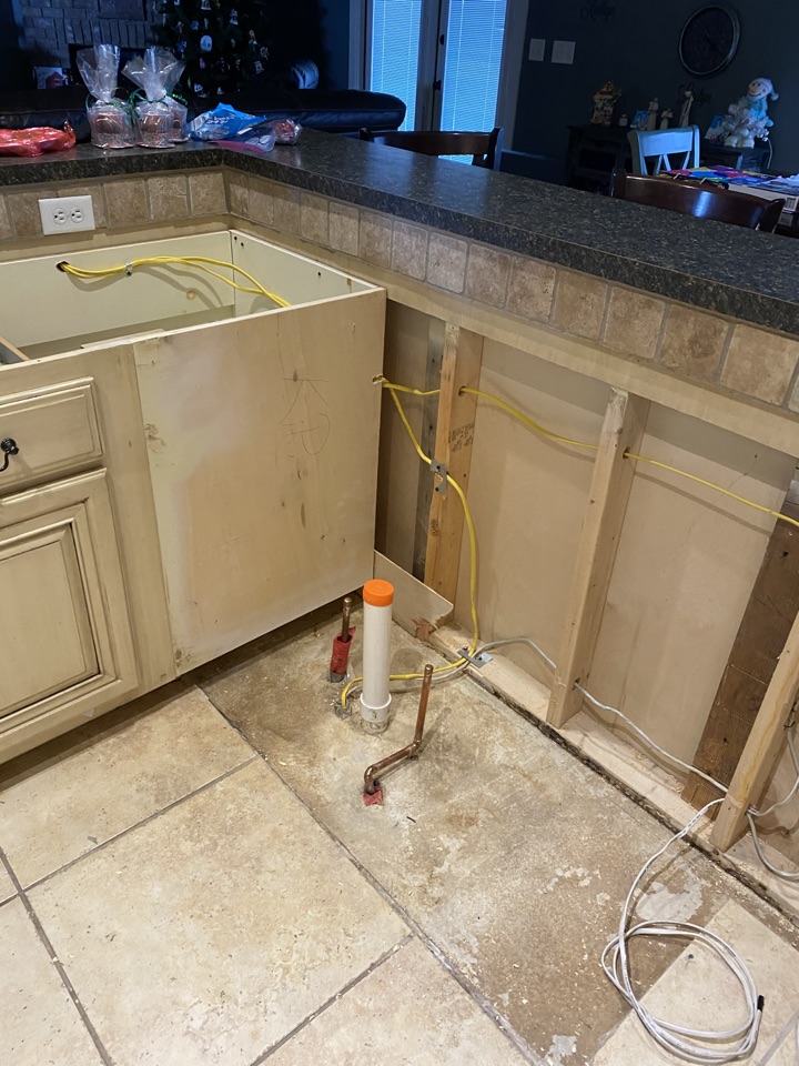 Wetumpka, AL - ProTek restoration repairing a home that was damaged by a leaking dishwasher. Next step get the new cabinets installed Wetumpka, AL - ProTek restoration repairing a home that was damaged by a leaking dishwasher. Next step get the new cabinets installed
