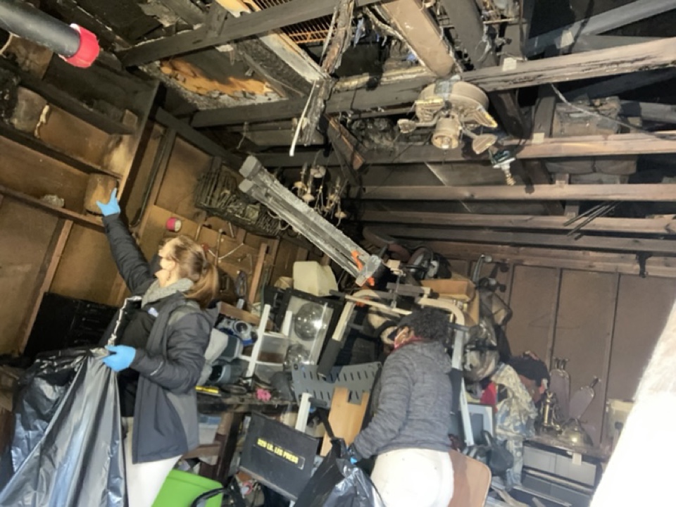 Montgomery, AL - Protek’s contents crew ladies cleaning out a shed after fire Montgomery, AL - Protek’s contents crew ladies cleaning out a shed after fire