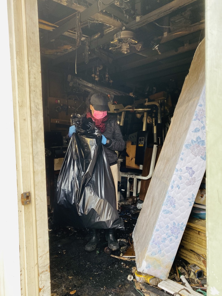 Montgomery, AL - Protek’s content crew cleaning out shed after fire. Montgomery, AL - Protek’s content crew cleaning out shed after fire.